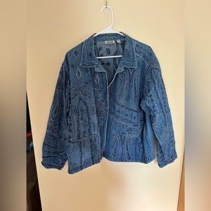 Women’s Vintage Chico’s Embroidered Jean Jacket Size 3